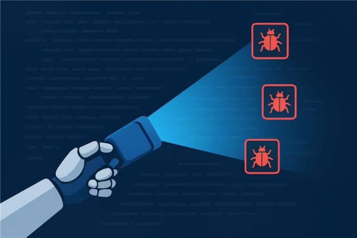 AI bug detection technology identifying software defects, analyzing code errors, detecting anomalies, and improving automated software quality assurance