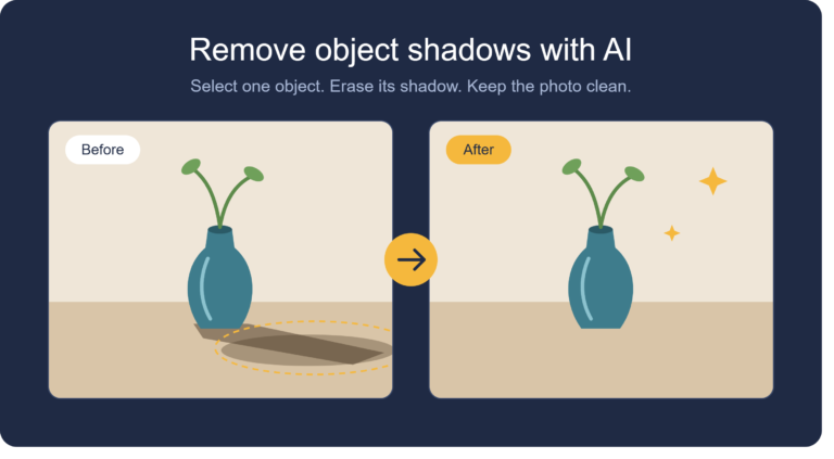 AI tool to remove one object shadow from photo