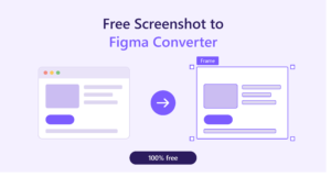 Illustration of a website screenshot turning into an editable Figma frame, with the title “Free Screenshot to Figma Converter.”
